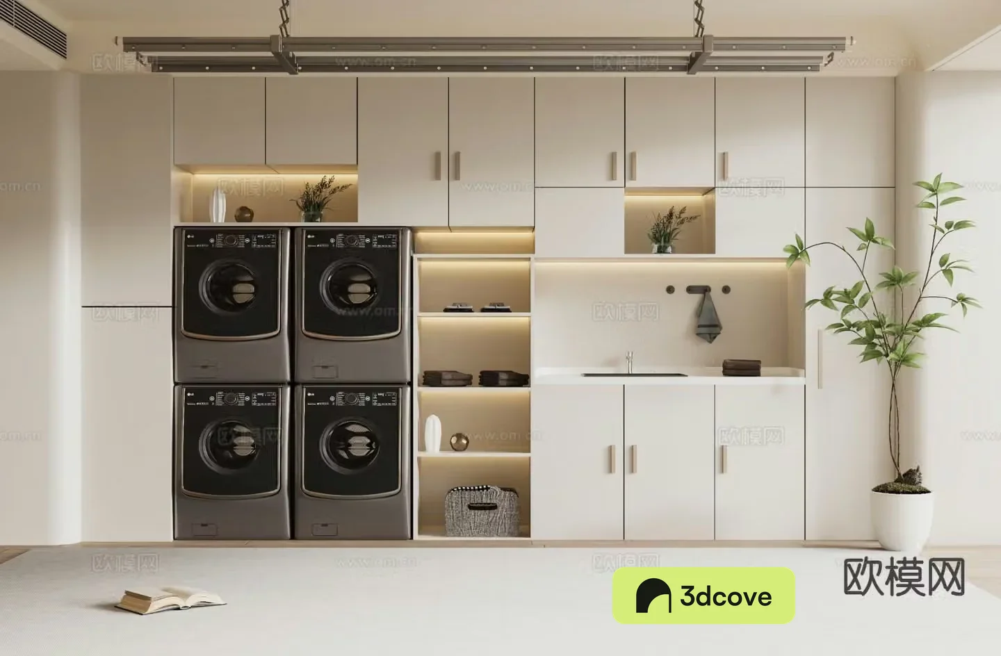 Cream style laundry closet laundry room