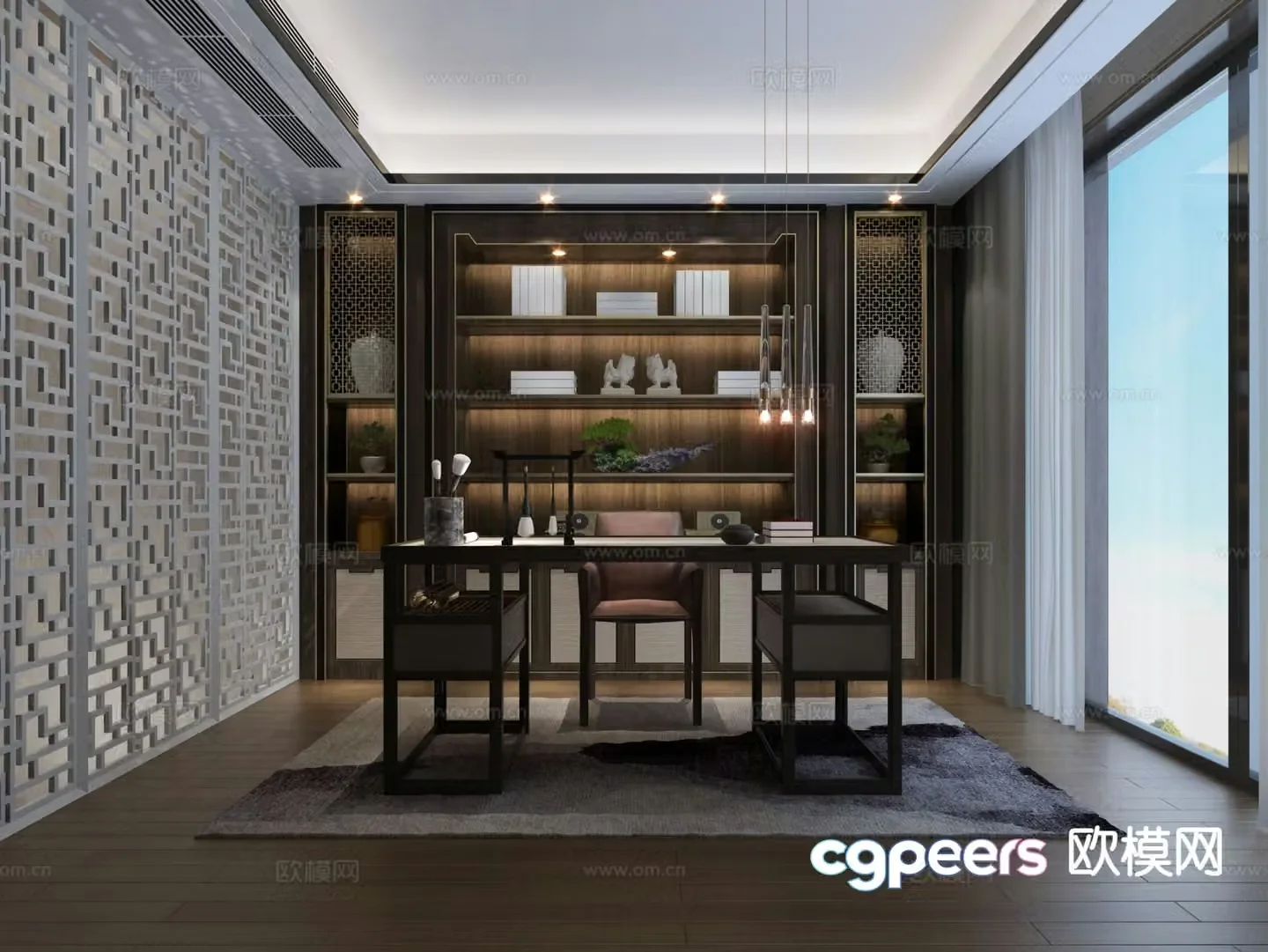 New Chinese style study 3D model