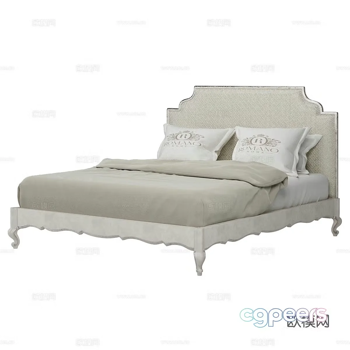 Nordic simple double bed double bed simple bed bedroom bed 3d model