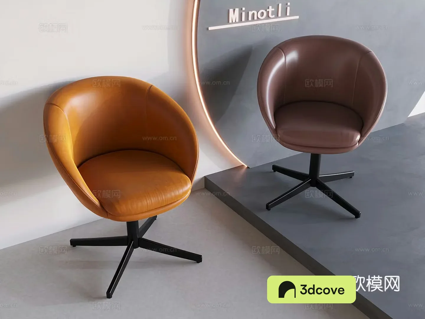 Italian single rotating sofa Nordic lazy sofa chair 3d model