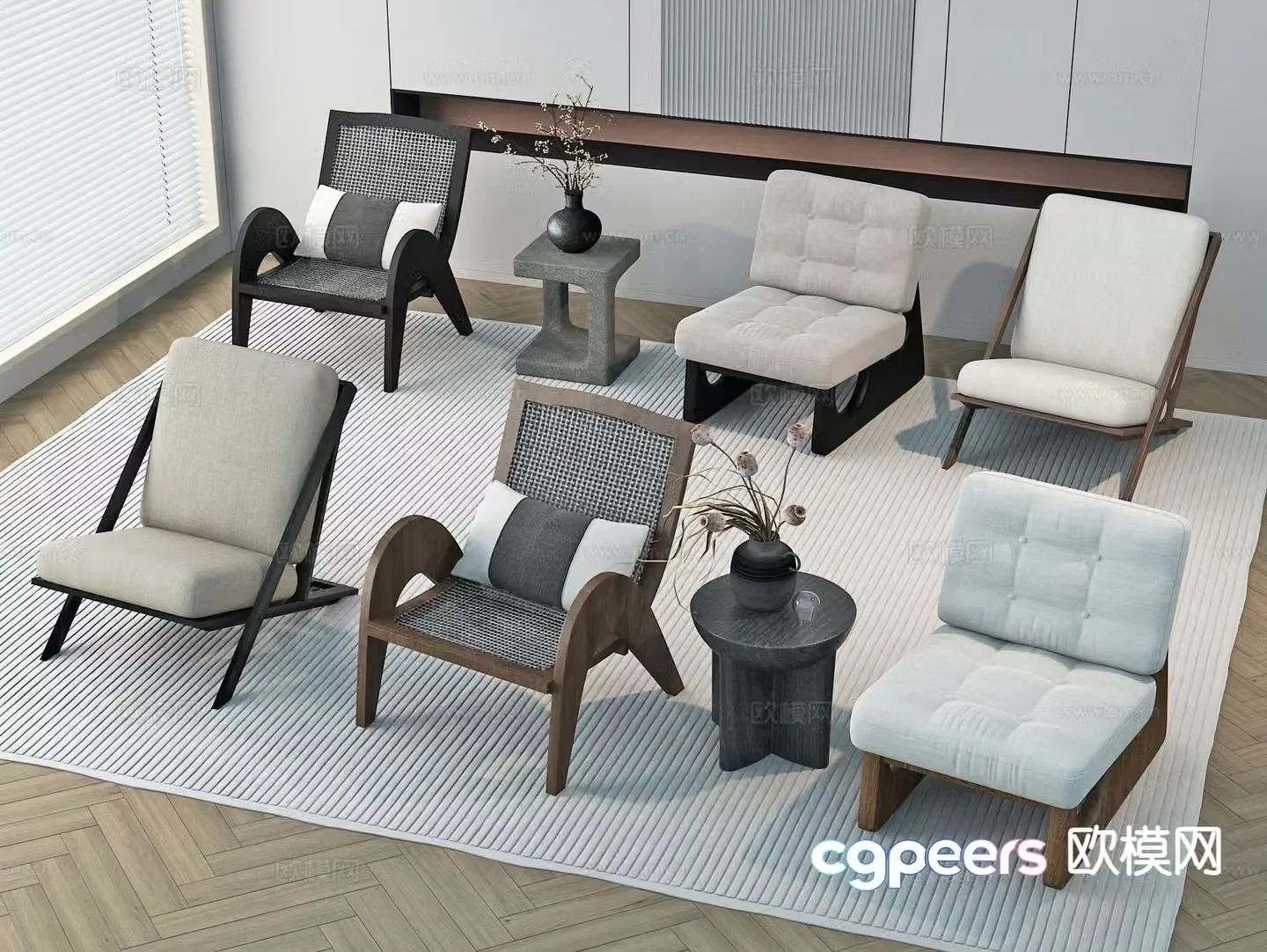 Wabi-sabi chair leisure chair 3d model