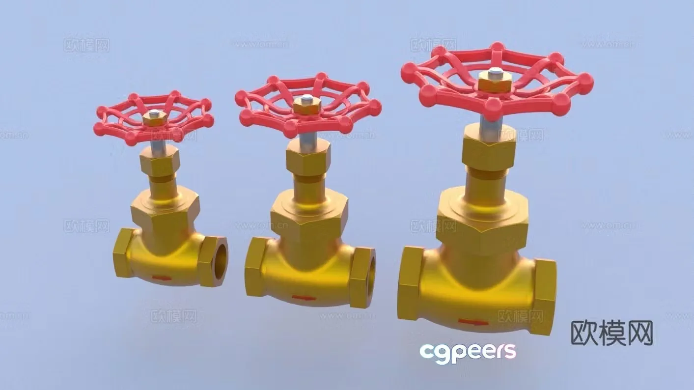 A set of ball valves DN50 DN65 DN80 valve gate valve switch tube 3D model