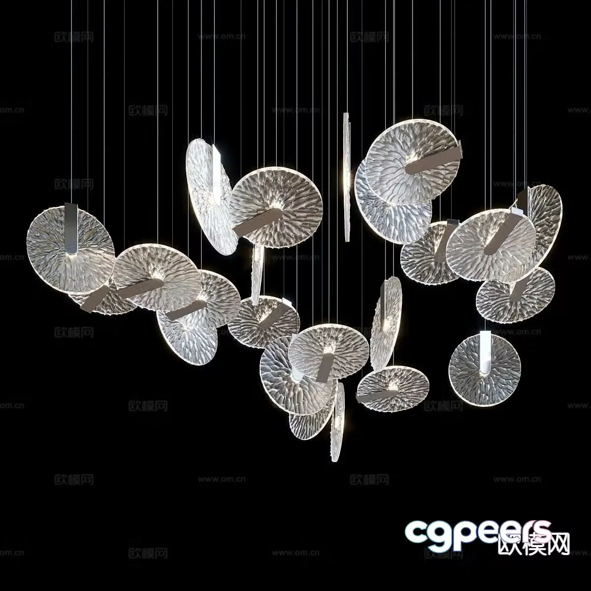 Light luxury crystal chandelier 3d model