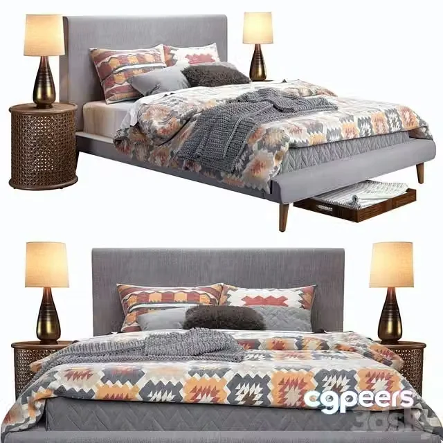 3ds Max Free – West Elm Mod Upholstered Bed