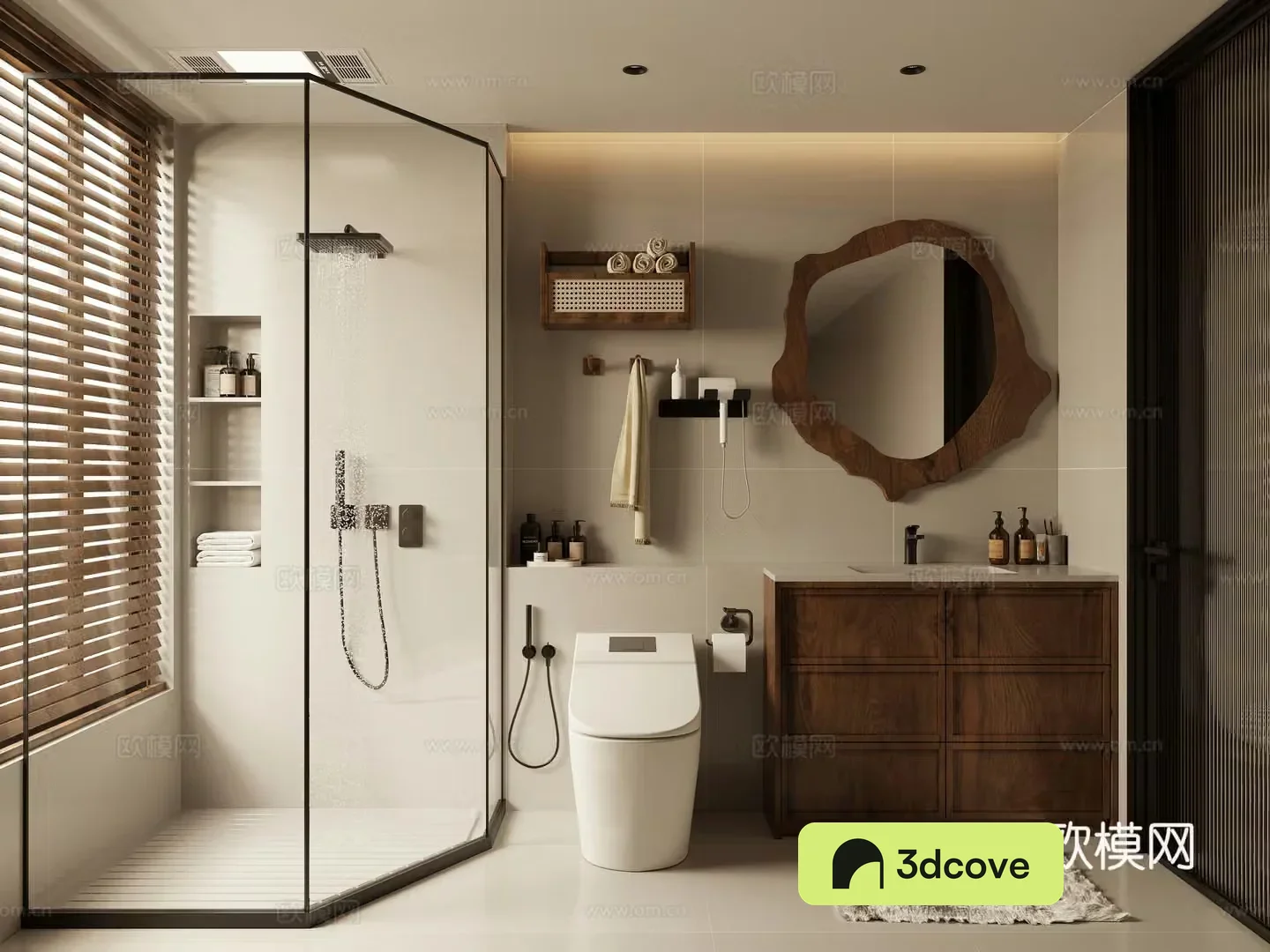 Wasabi wind bathroom bathroom cabinet toilet shower 3D model