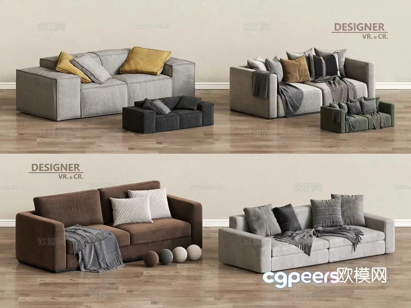 Modern double sofa living room sofa 3d model