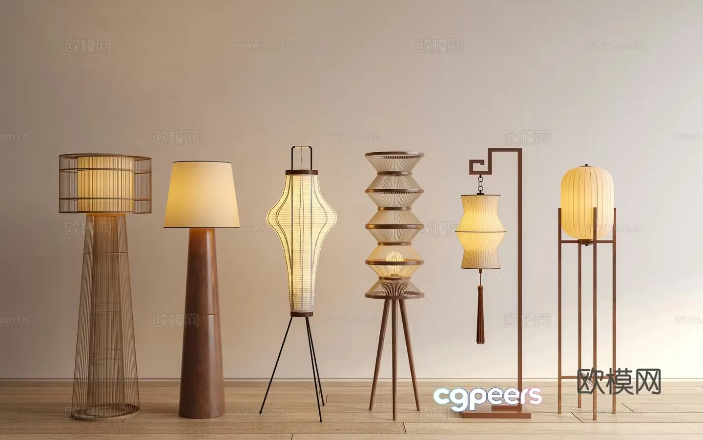 Chinese floor lamp New Chinese floor lamp Song aesthetic floor lamp Art log floor lamp 3D model