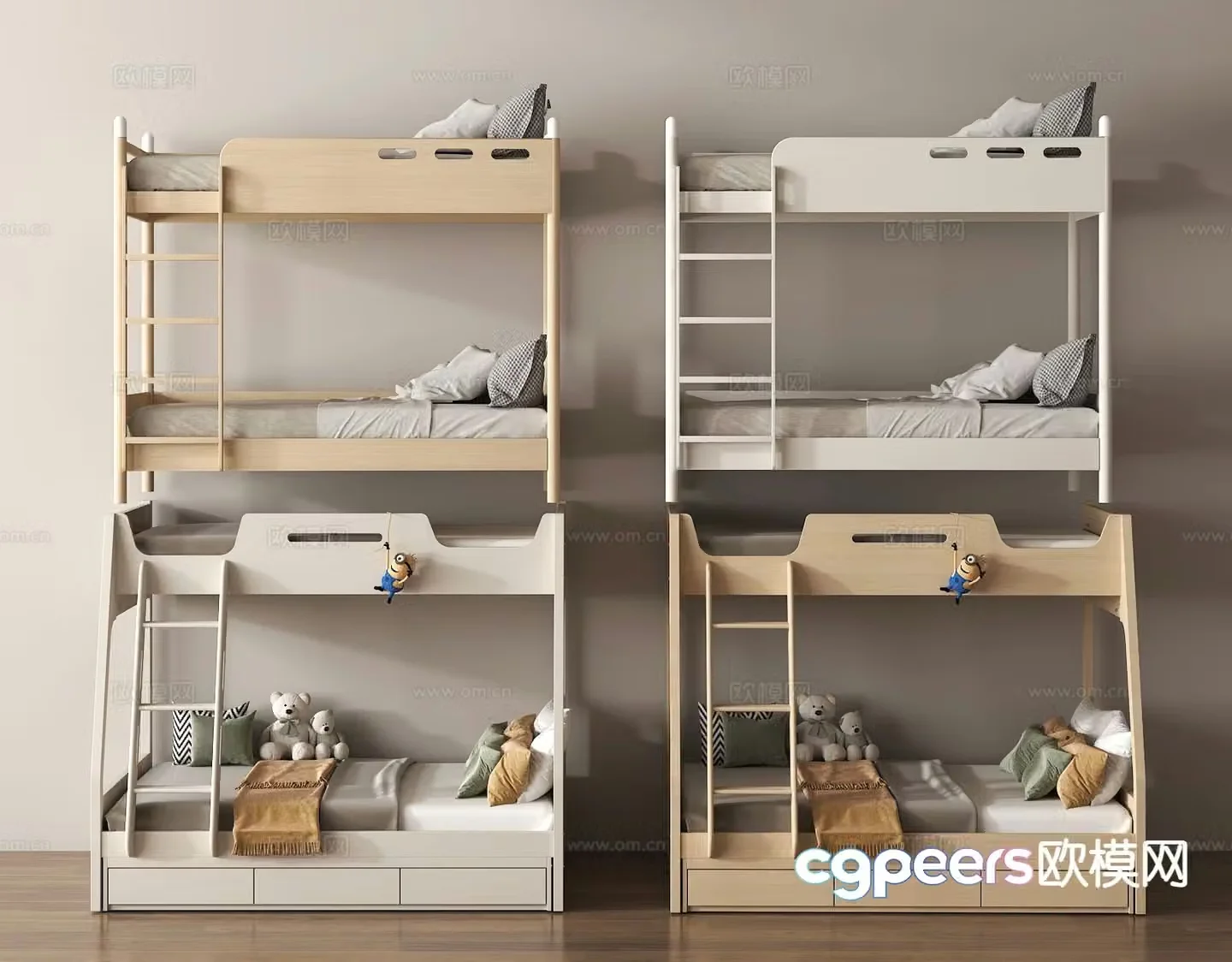 Modern bunk bed bunk bed children’s bed 3d model