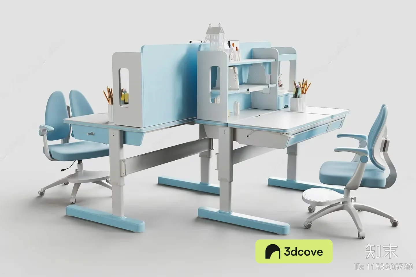 A Blue And White Desk