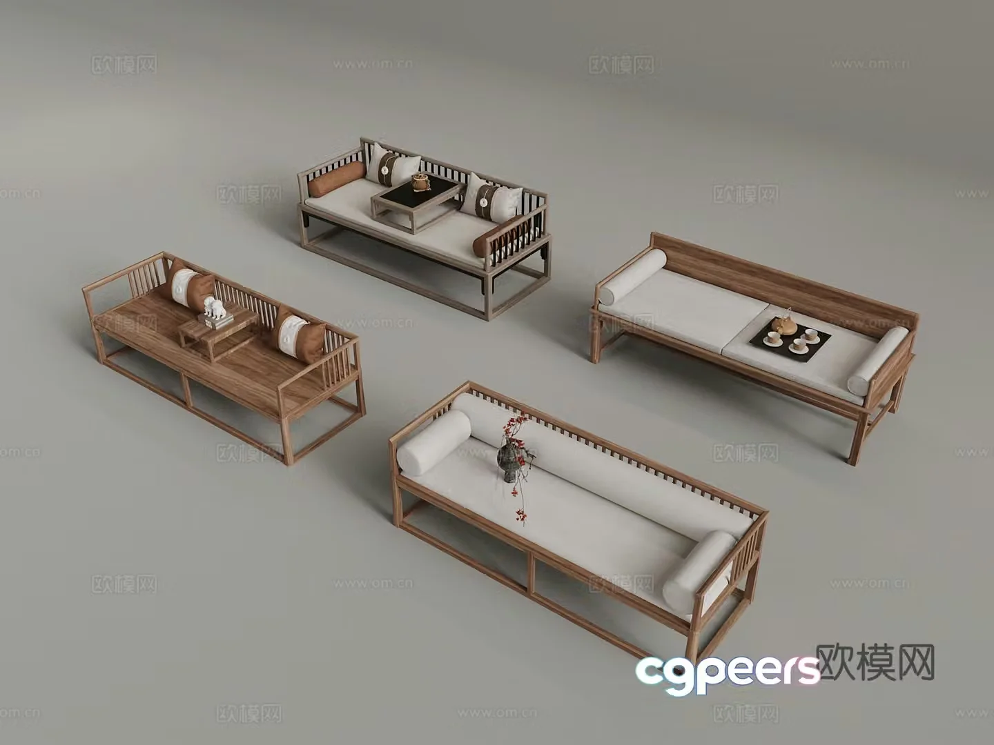 Arhat bed New Chinese Arhat bed 3D model