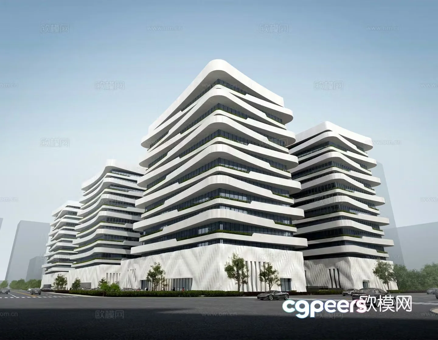 Modern office building 3d model