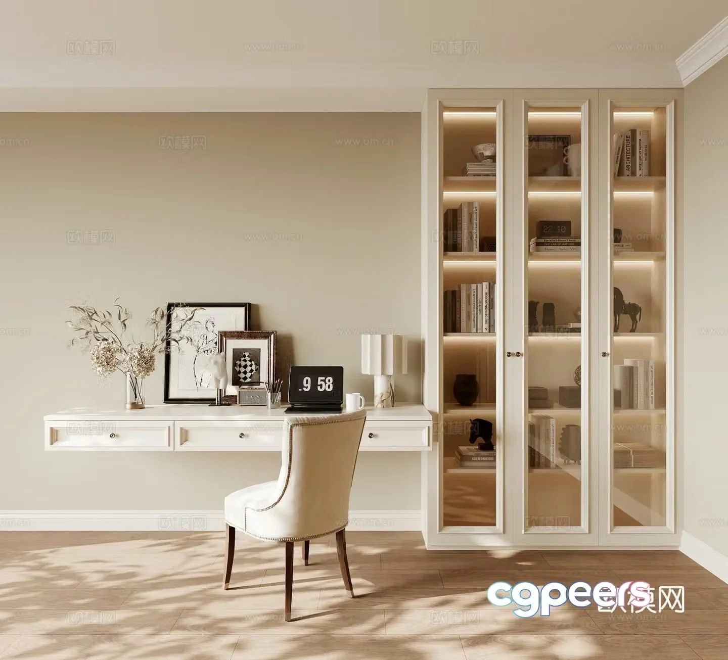 Modern American study 3D model