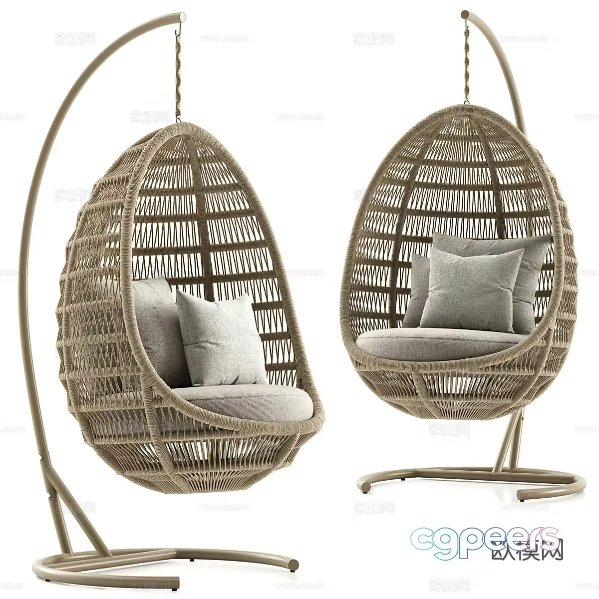 Modern Panama Egg Swing Chair 3D Model