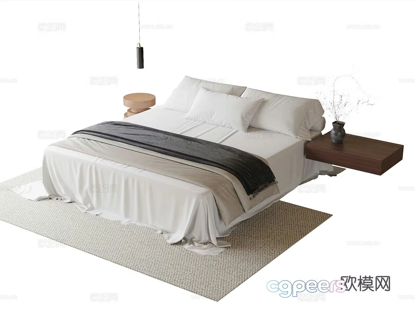 Modern double bed 3d model