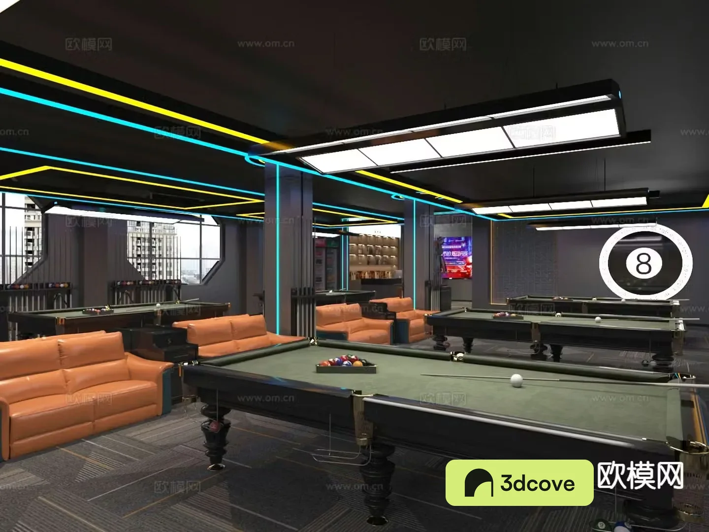 Industrial wind billiard room billiard hall