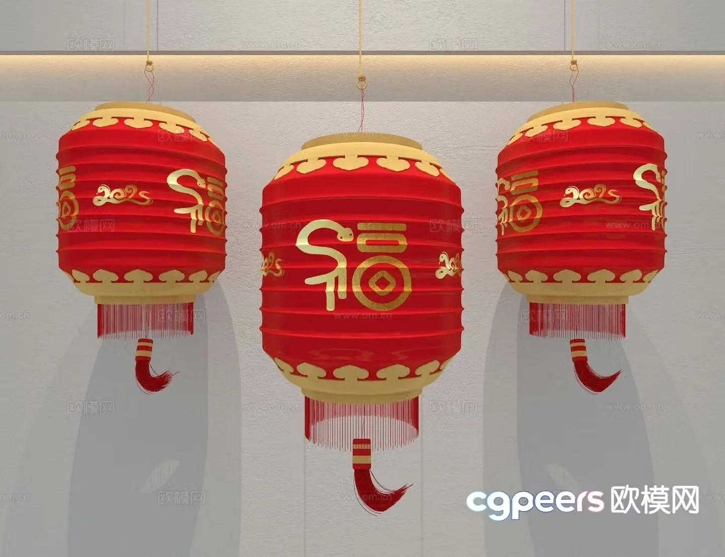 Chinese red lantern 3d model