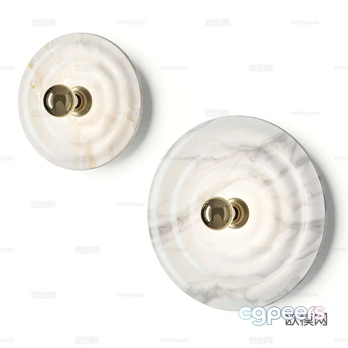 Modern Italian light luxury marble disc wall light 3d model 3d model