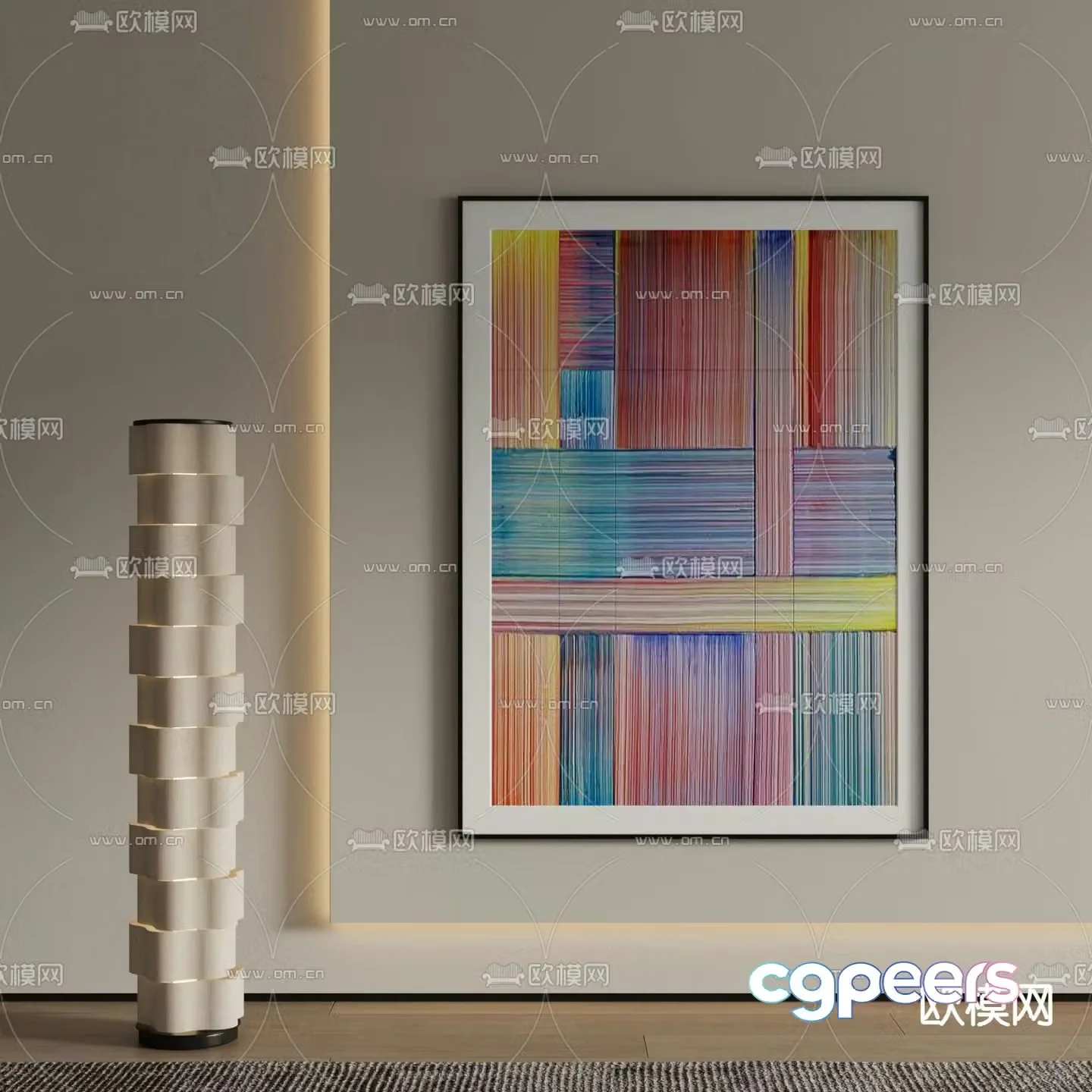 Modern decorative painting Abstract painting Hanging painting 3d model