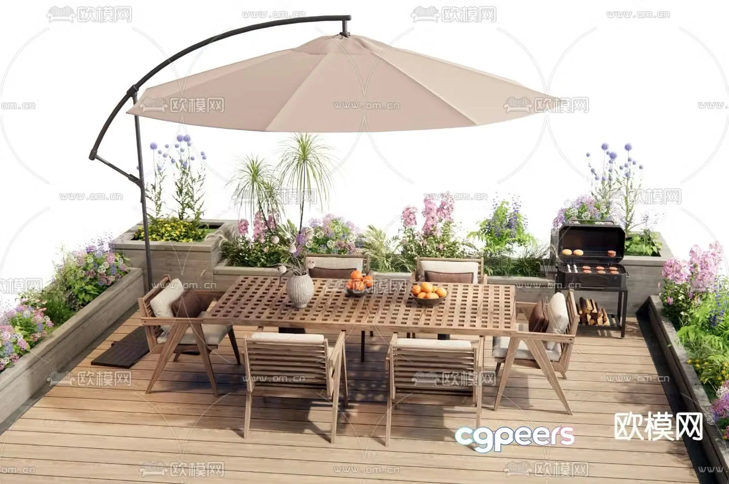 Outdoor tables and chairs courtyard tables and chairs 3d model