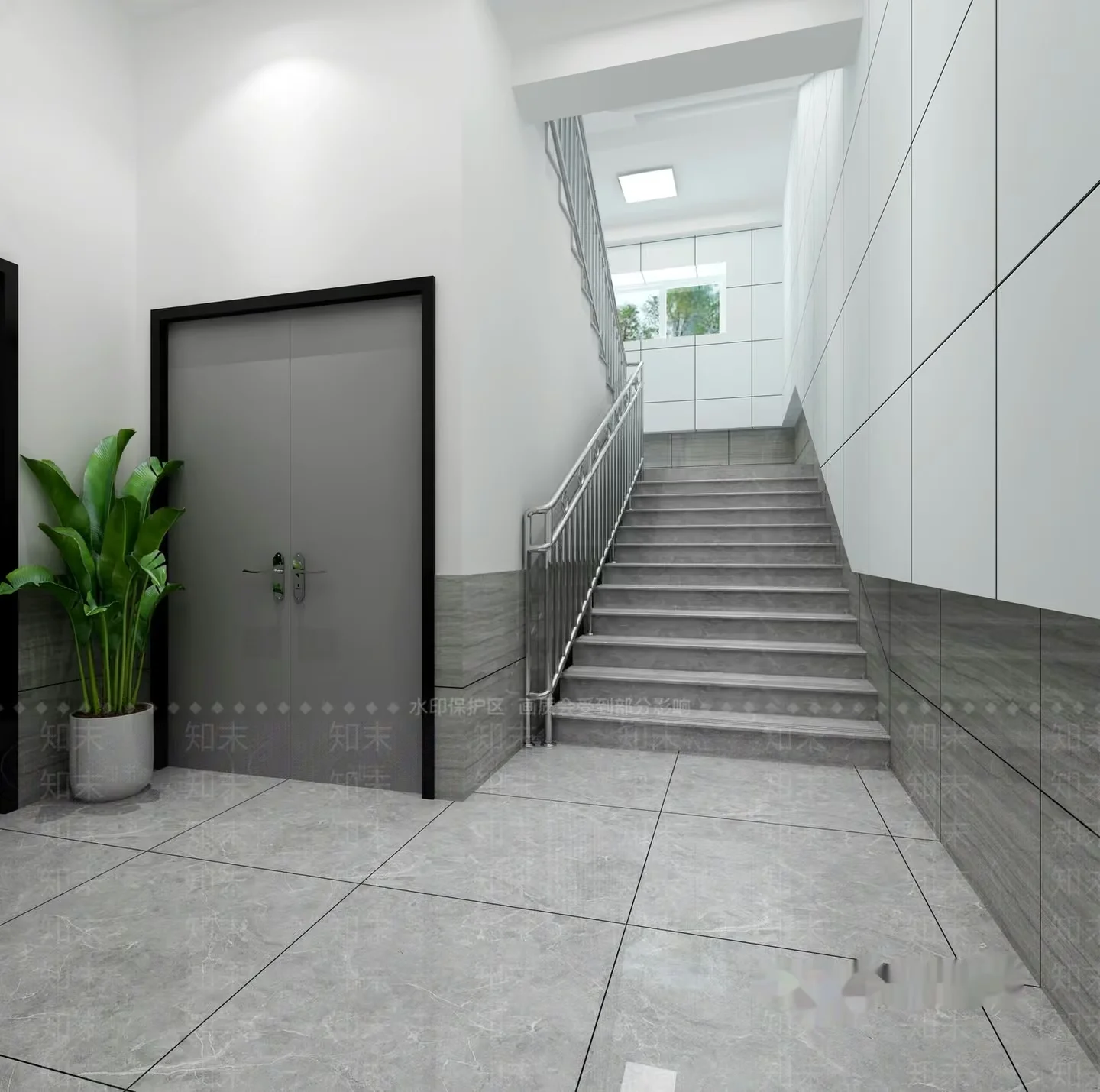Grey Staircase 3D Model – 1603 – VRAY Render
