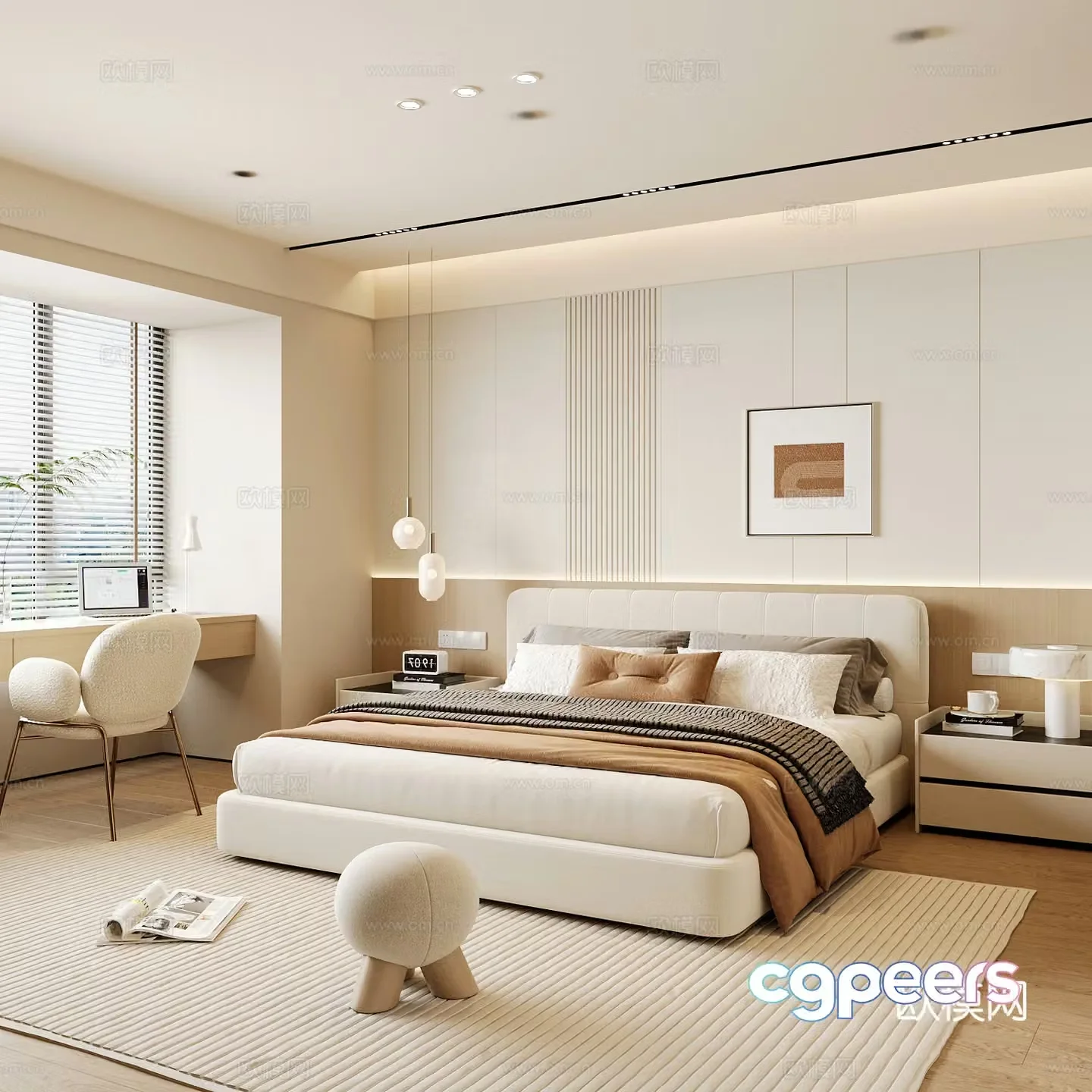 Modern home bedroom Modern bedroom Italian bedroom Simple bedroom Italian bed 3d model