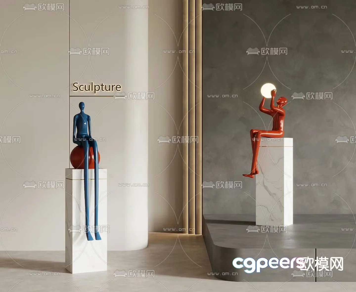 Modern sculpture ornaments 3d model
