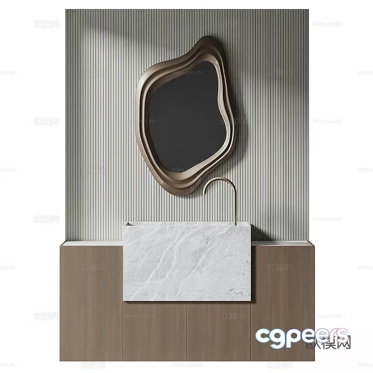New Chinese -style bathroom cabinet 3D model