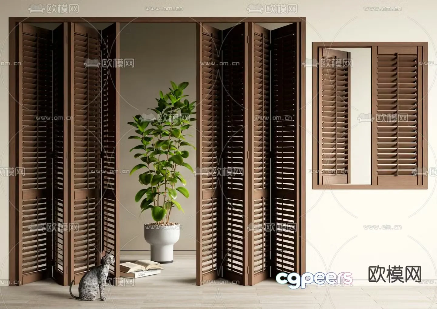 Medieval style shutters folding windows folding doors grille doors 3D model
