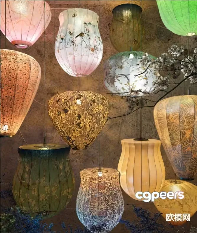 Chinese lantern decorative lamp 3d model