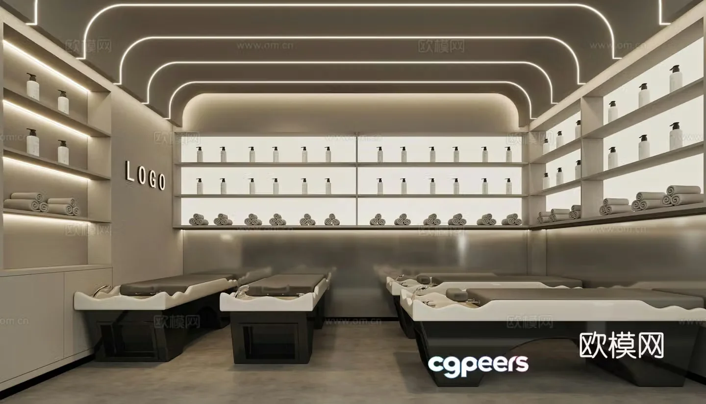 Modern barber shop 3d model