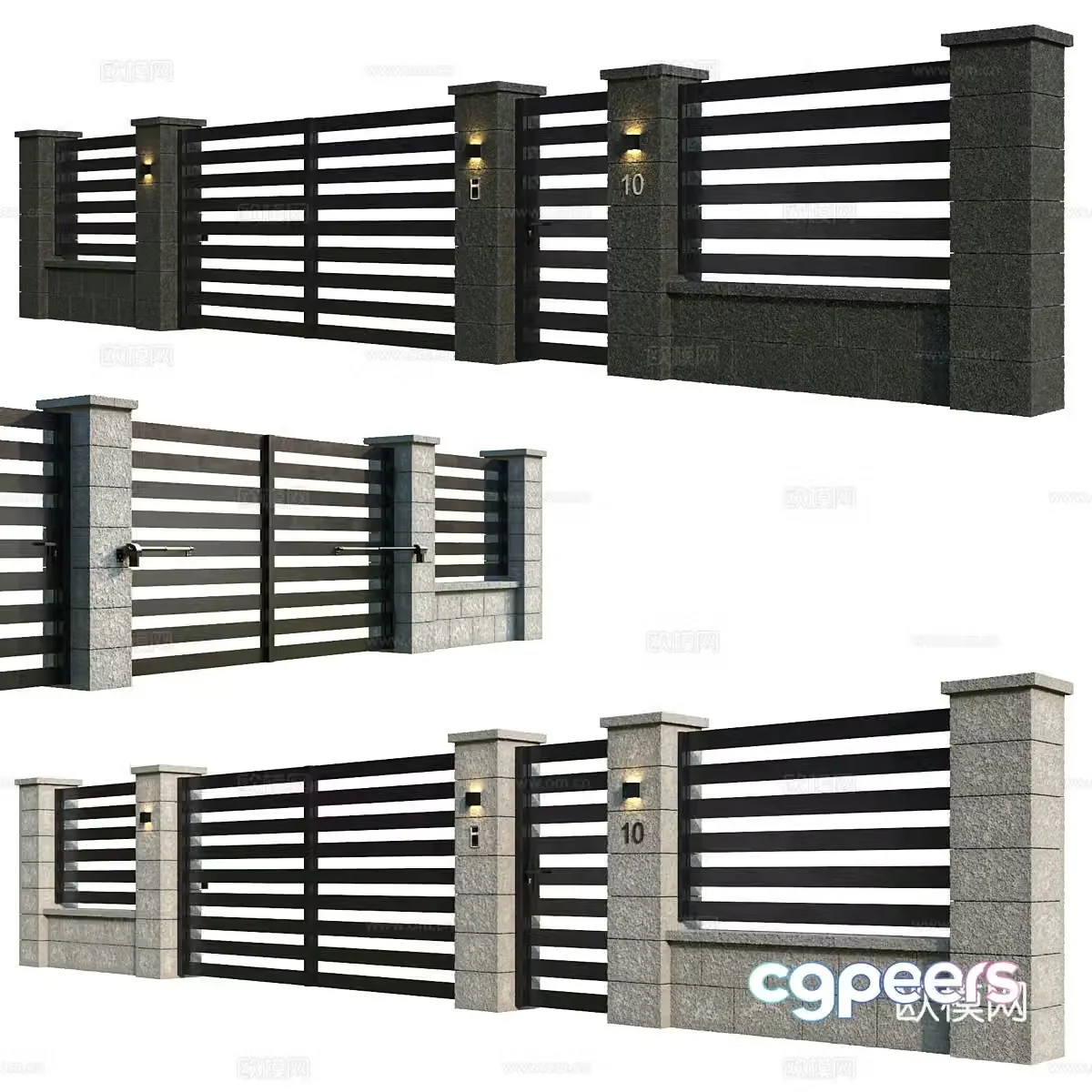 Modern Italian stone fence 3d model
