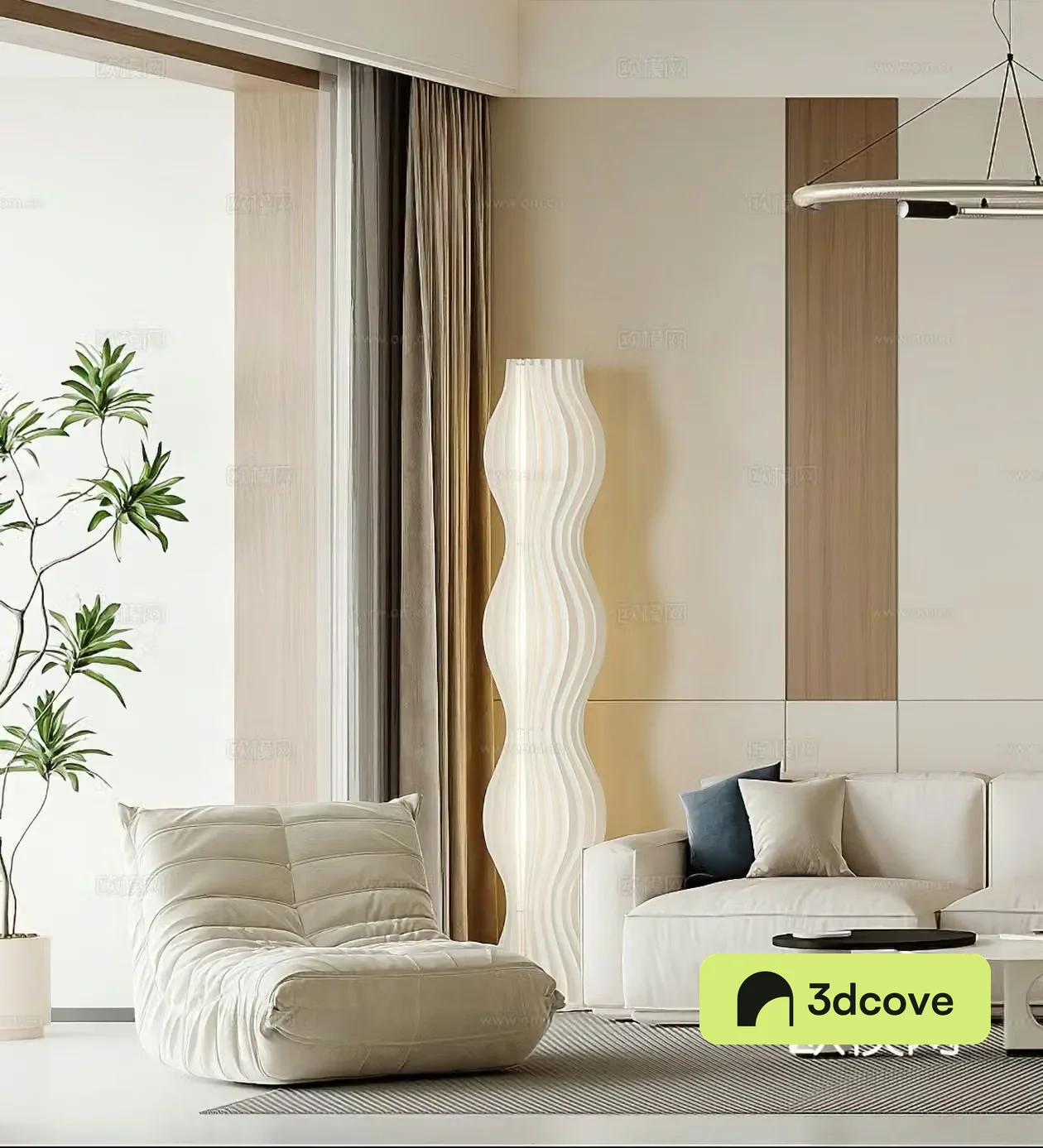 Modern leisure chair Cream style leisure chair Single chair Side table corner table Floor lamp Simple