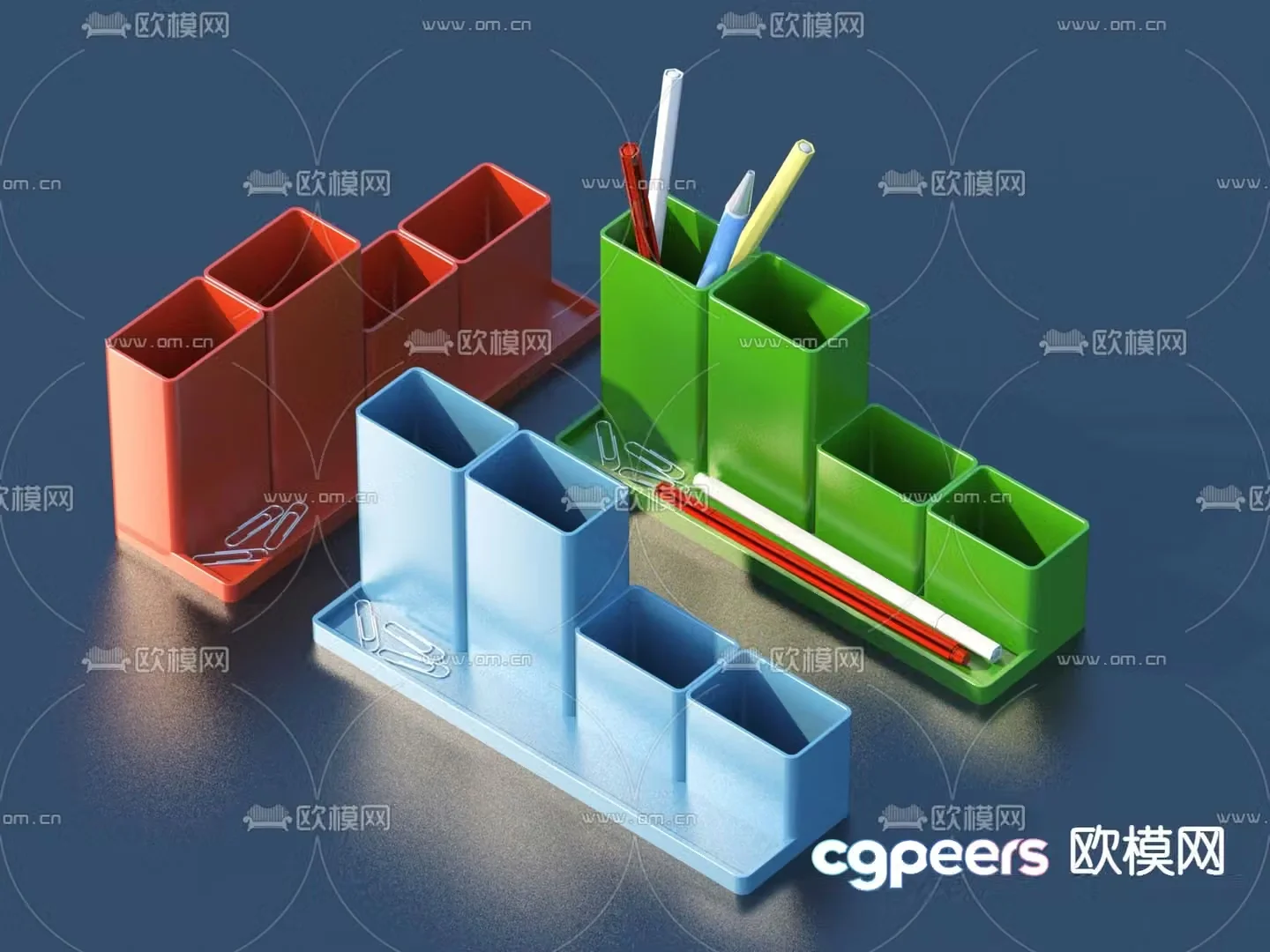 Pen holder stationery school supplies 3d model
