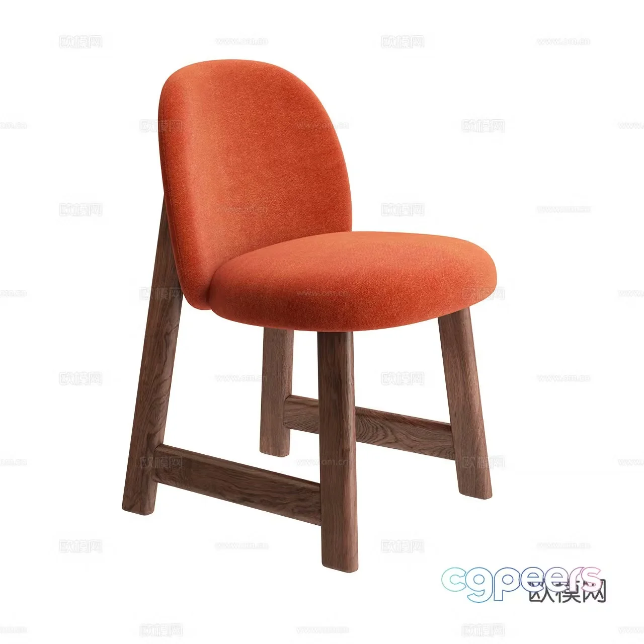 Moroso Medium style single chair Fabric single chair Dining chair Walnut chair Wooden chair 3d model