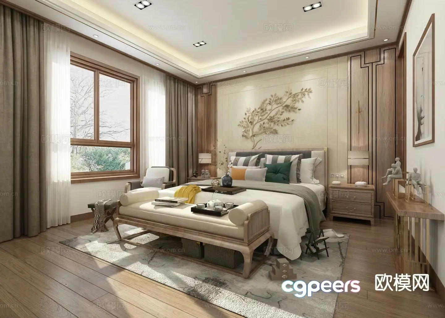 New Chinese style bedroom master bedroom 3d model