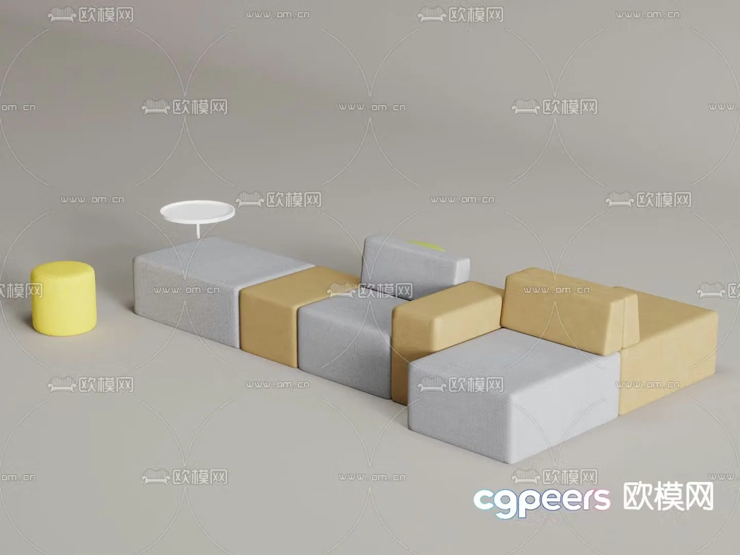 Modern office sofa booth sofa 3d model