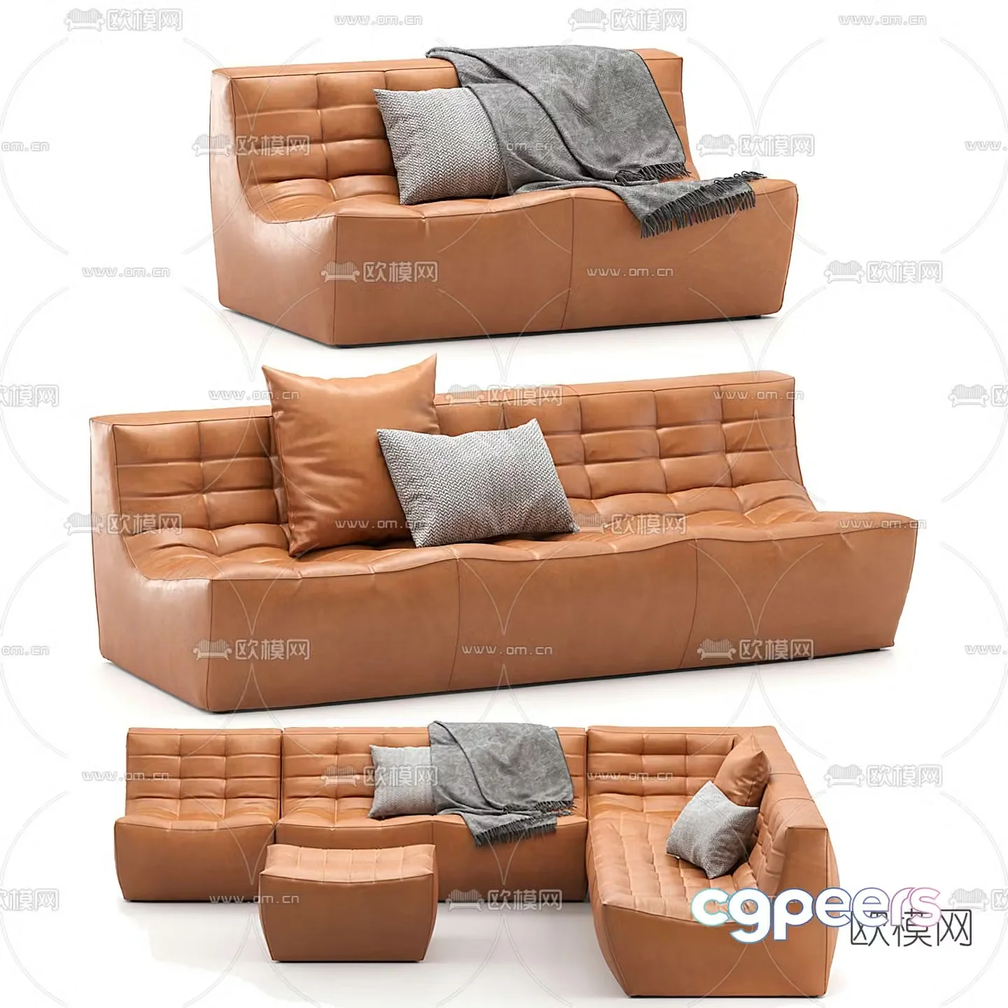 Flexform orange sofa 3d model
