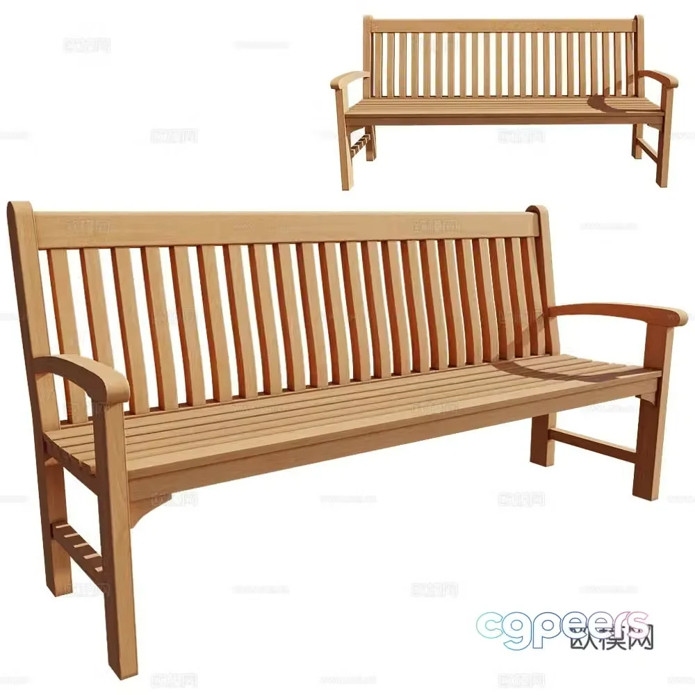Traditional log bench minimalist bench wooden bench 3d model