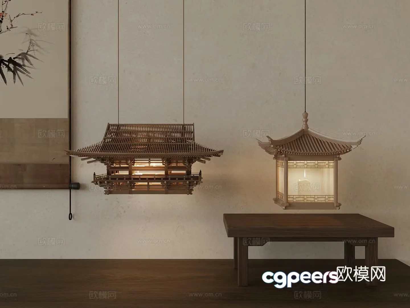 New Chinese style chandelier Ancient building chandelier 3D model