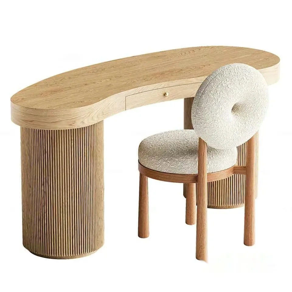 A Wooden Desk With A White Chair 3D Model – 3330 – CORONA Render