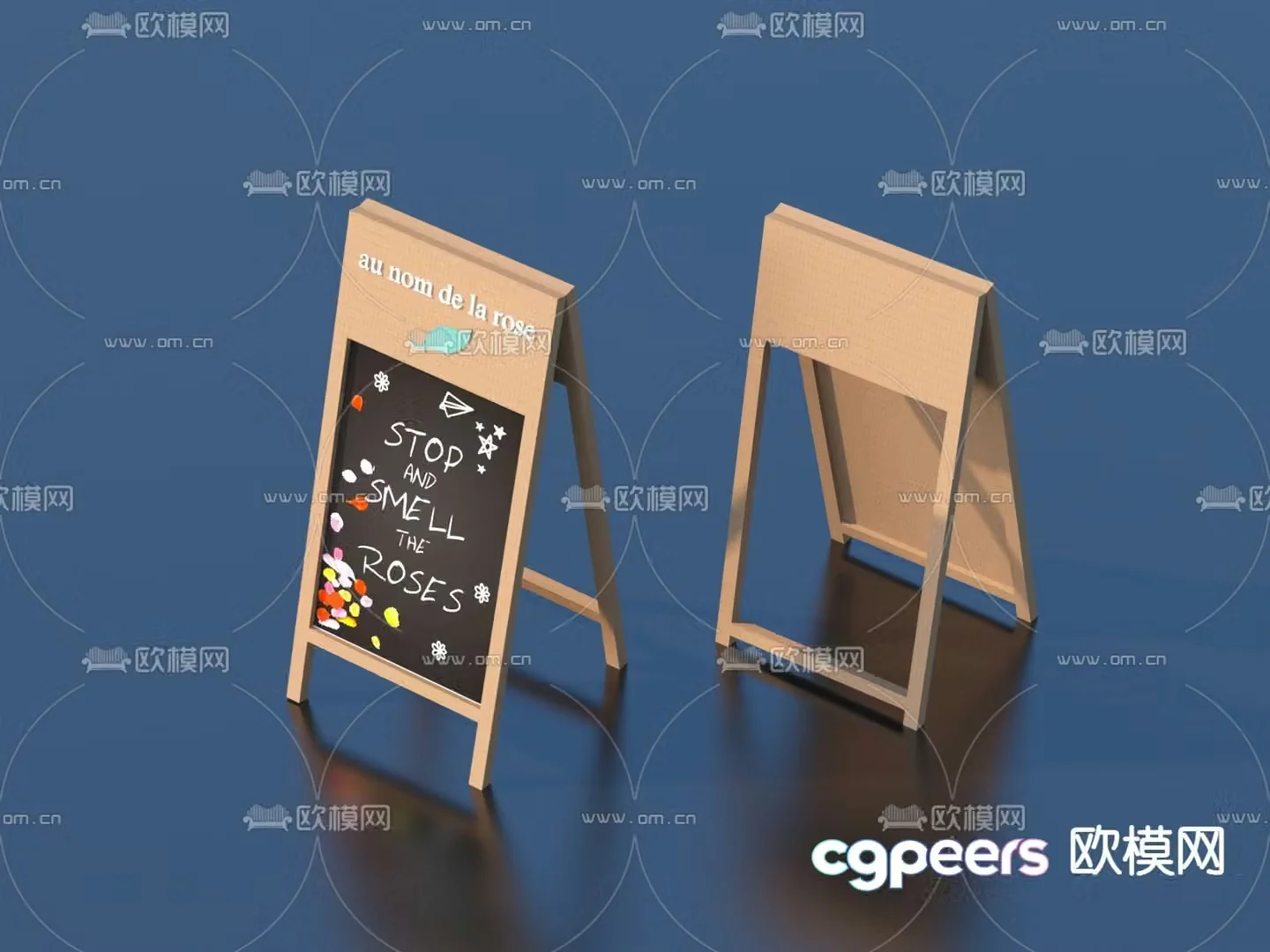 Billboard shop sign blackboard graffiti wall chalk drawing small blackboard 3d model