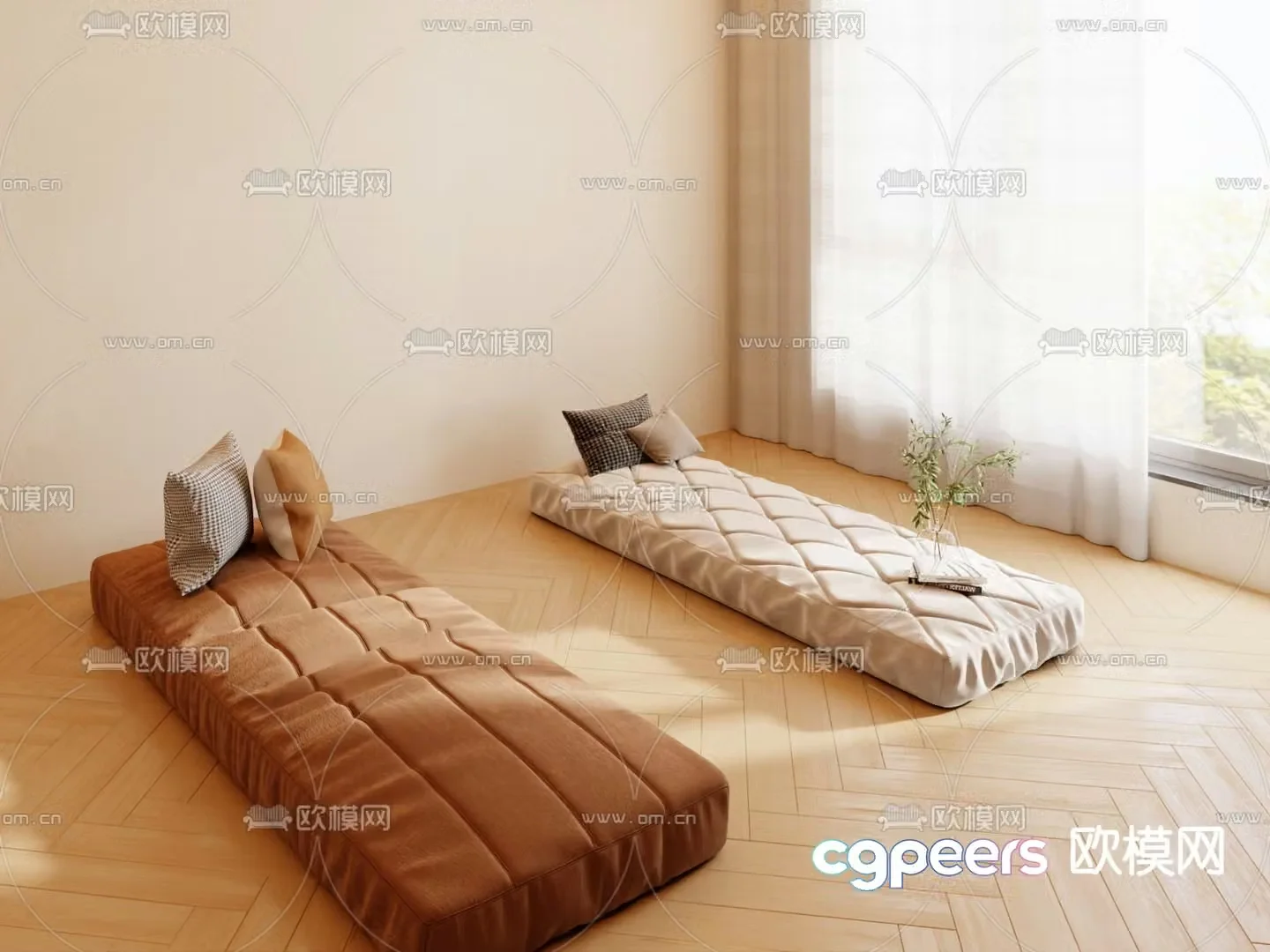 Cushion bay window cushion 3d model