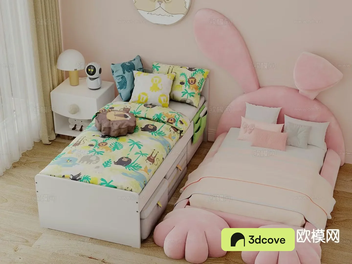 Cream style children’s bed rabbit children’s bed