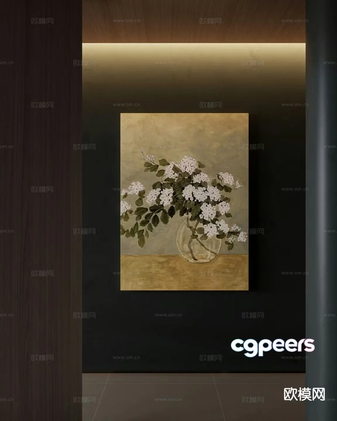 French retro painting oil painting vase hanging painting decorative painting 3D model