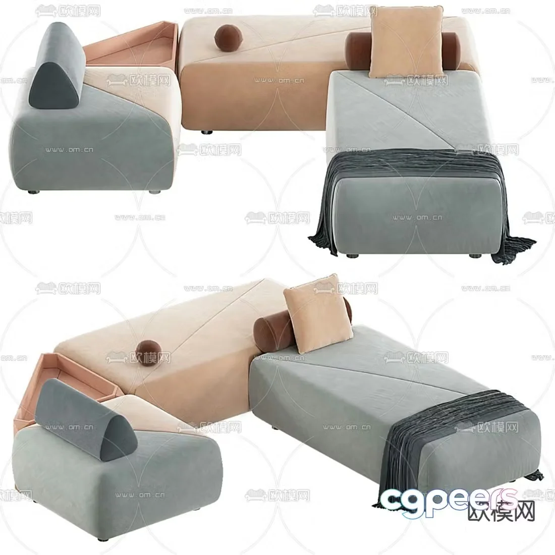 flexform modern spliced â€‹â€‹sofa 3d model