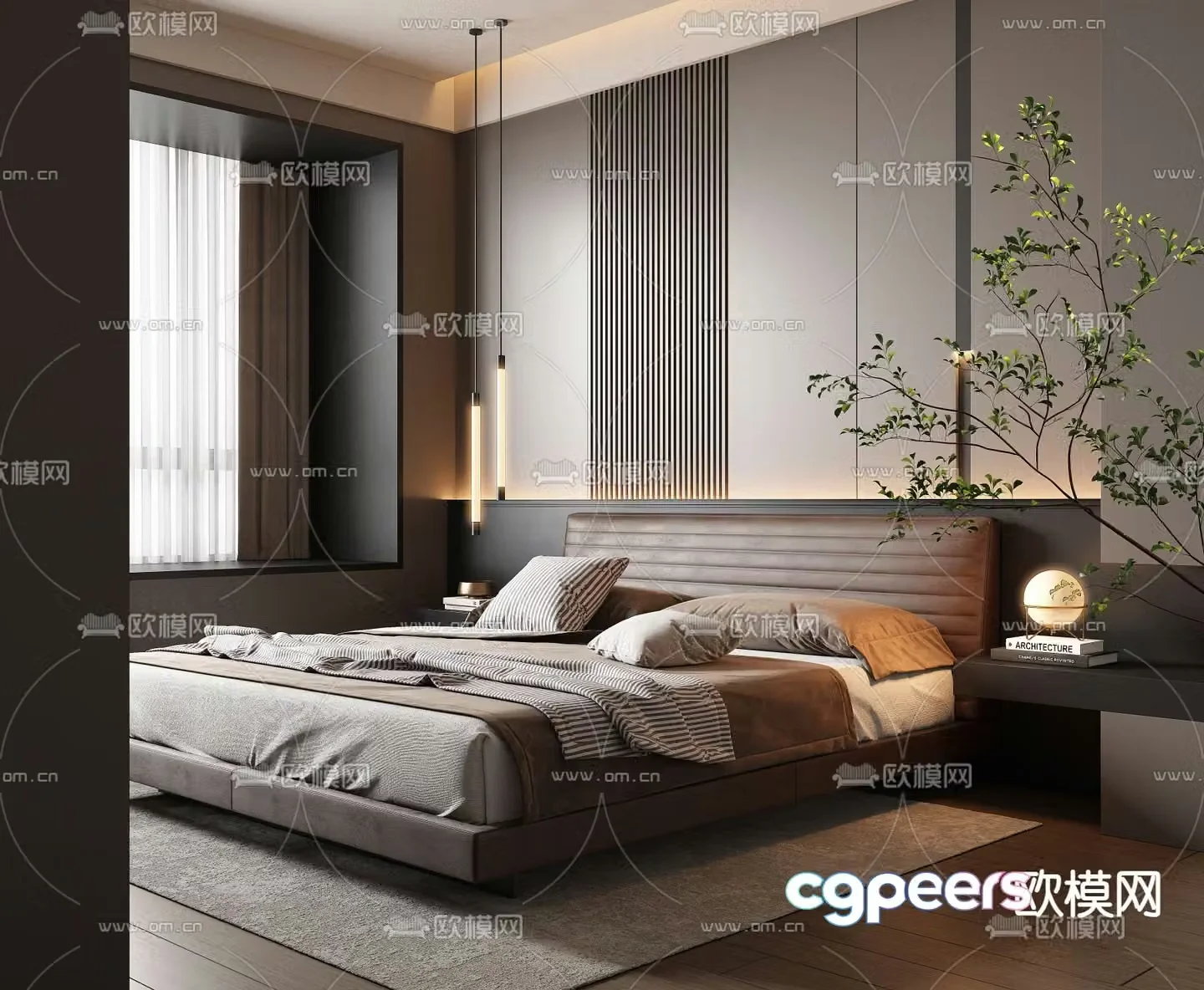 Italian double bed 3d model