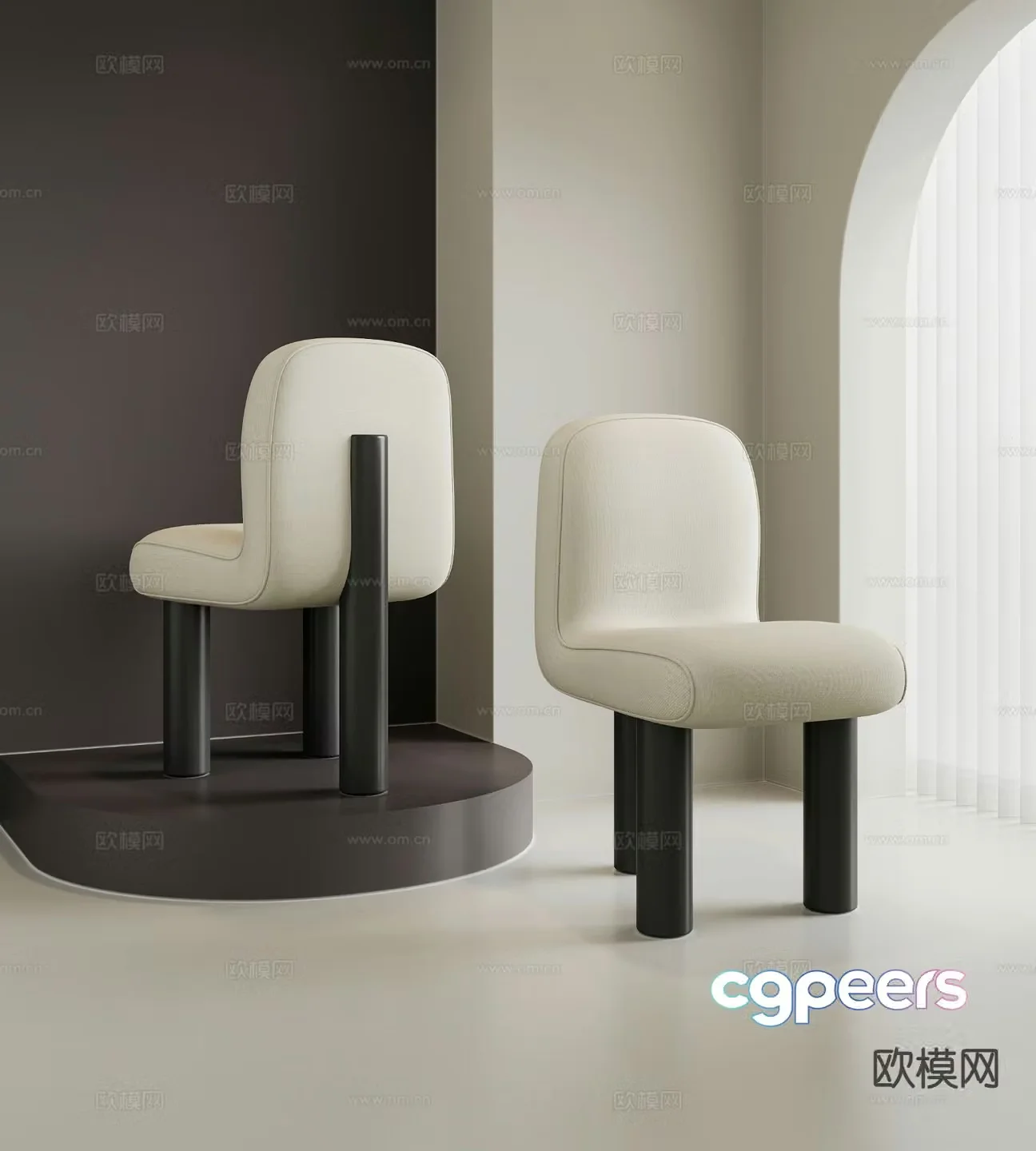 Italian leisure chair dining chair chair 3d model