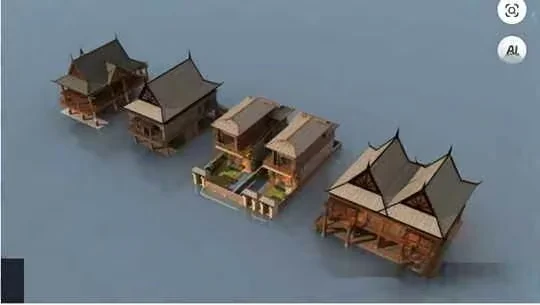 Three Houses 3D Model – 10767 – VRAY Render