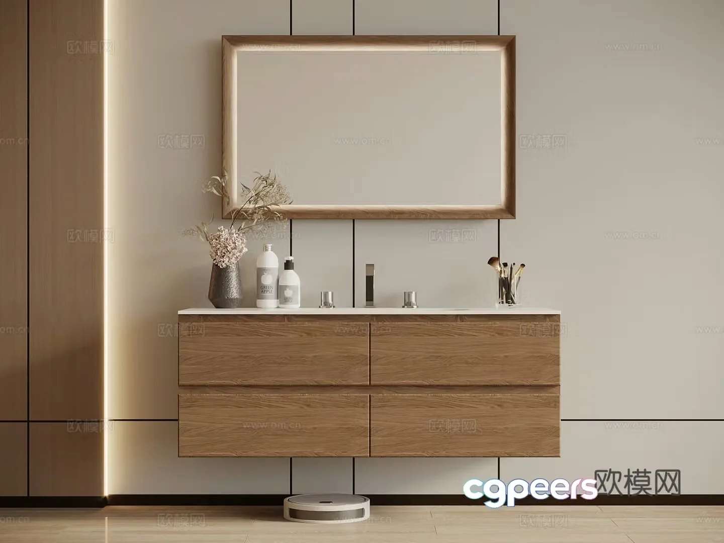 Modern bathroom cabinet washbasin cabinet mirror mirror cabinet suspended sink water dragon 3d model