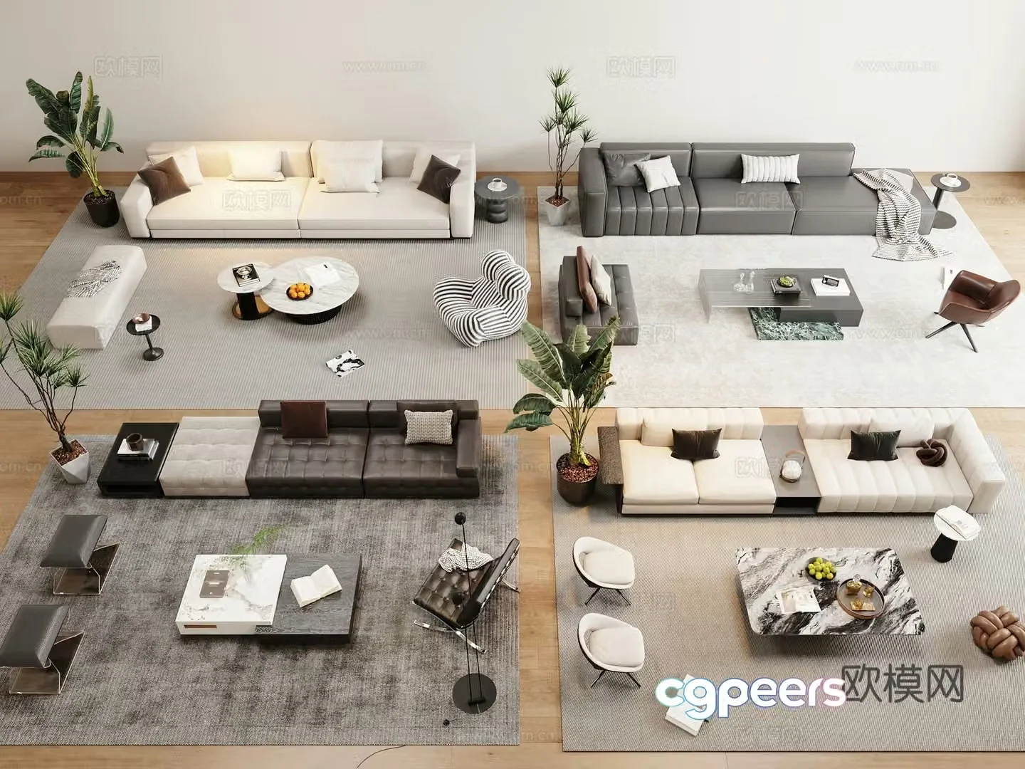 Modern simple sofa coffee table combination 3D model